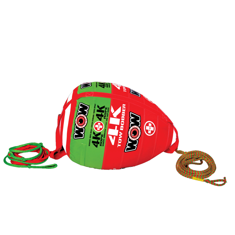 An inflatable bag with a WOW 4K Tow Bobber w/60' Rope attached to it.