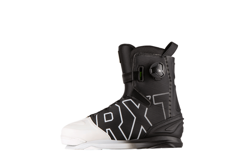 A pair of Ronix 2024 RXT BOA Boots on a black background, offering lightweight flexibility.