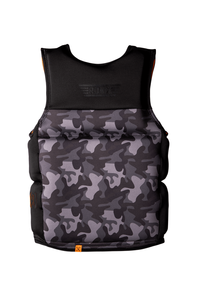 A Ronix Neptune Capella 3.0 Junior CGA Vest on a black background with sizing size.