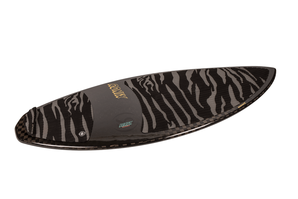 A lightweight Ronix 2024 Beaux Skimmer Wakesurf Board on a black background.