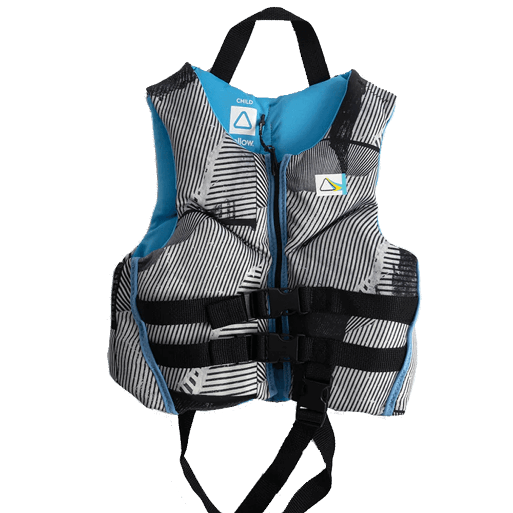 A Follow Wake Follow Pop Youth CGA Jacket - Sketch Blue life jacket with a CGA Rubber Badging design.