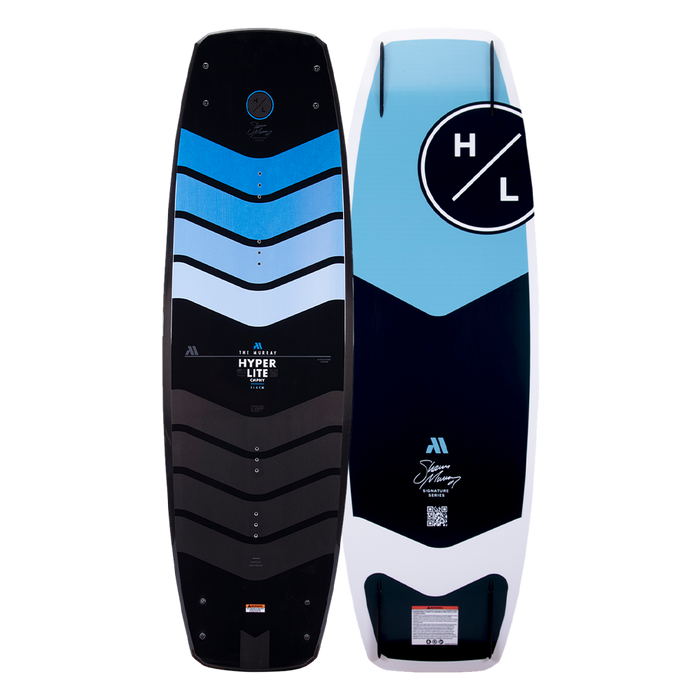 The Hyperlite 2023 Murray Pro Wakeboard | Team OT Bindings features a stunning blue and black design, paired with the high-performance Team OT boot.