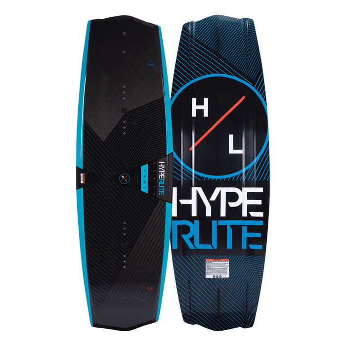 A Hyperlite wakeboard package with an asymmetrical design, featuring the Hyperlite 2023 State 2.0 Wakeboard and Remix Bindings.