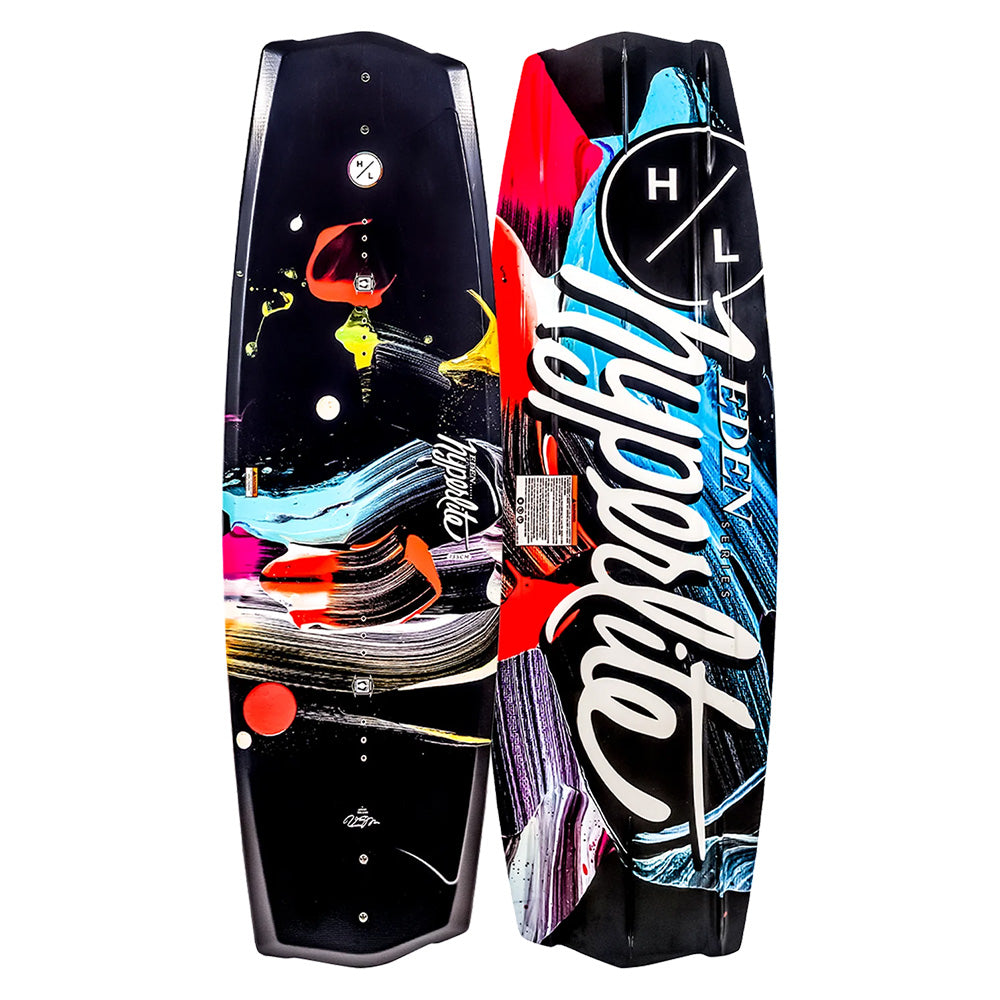 Hyperlite 2025 Eden Jr Wakeboard top and bottom of the board pictured together