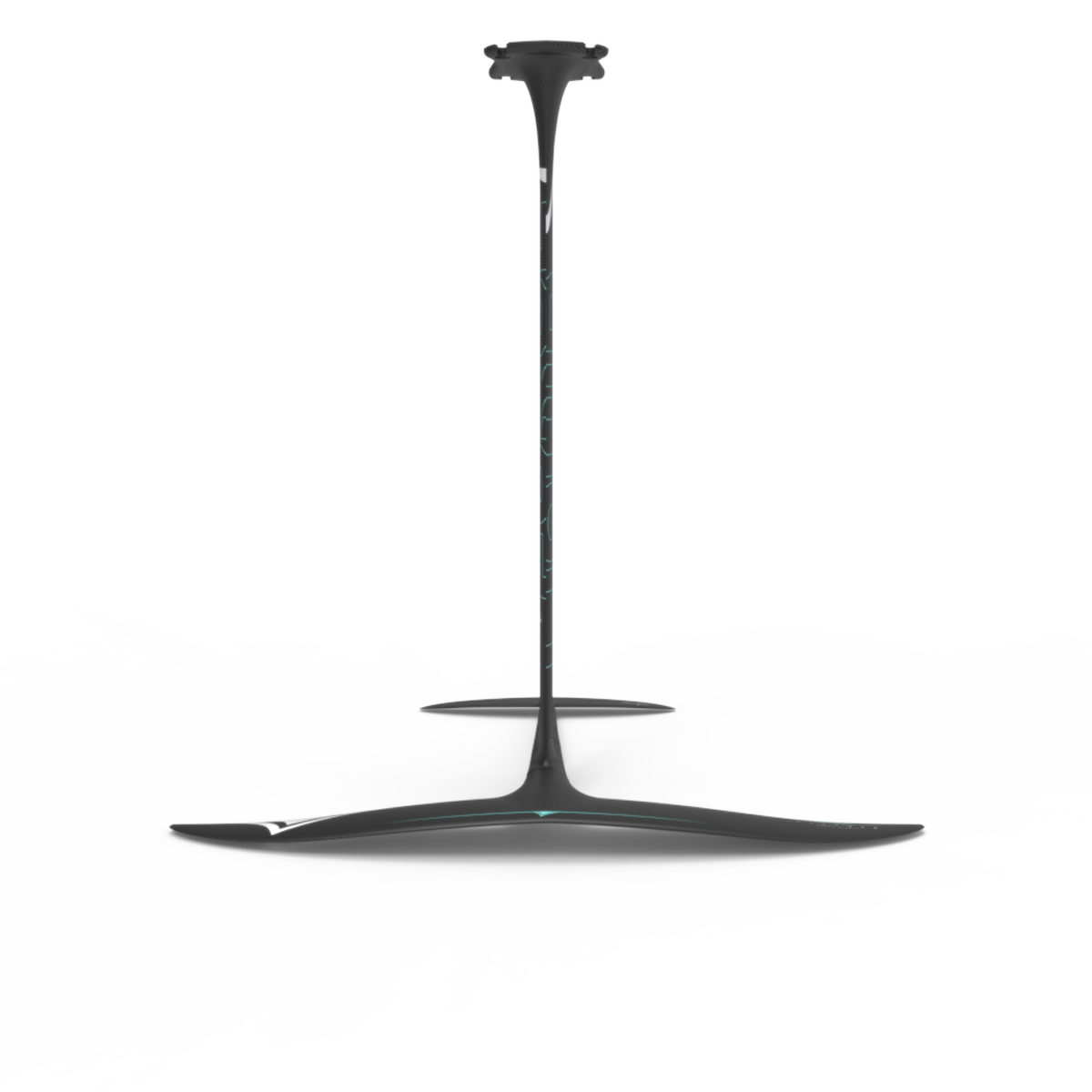 A modern, minimalist black lamp with a thin vertical stand and a flat, round base, reminiscent of the sleek design seen in the Liquid Force 2025 Stratus Carbon 725 Fuselock Foil Set. Shown from a low angle, its elegance is akin to a Liquid Force Stratus wing cutting through the air.