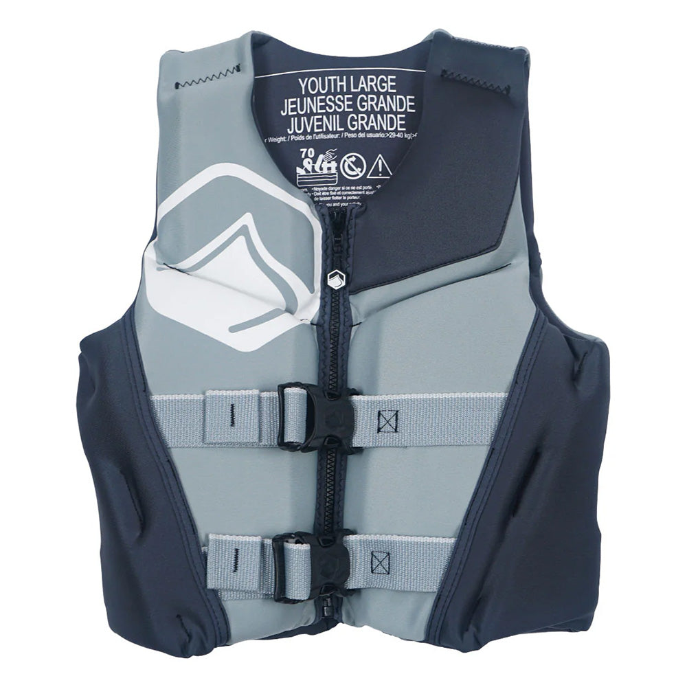 Black and grey liquid force ruckus kids cga life jacket