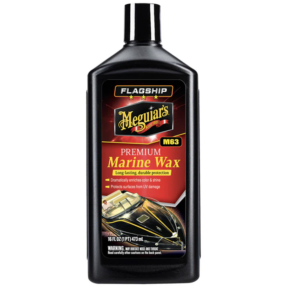 Meguiar's Premium Marine Wax bottle on a white background