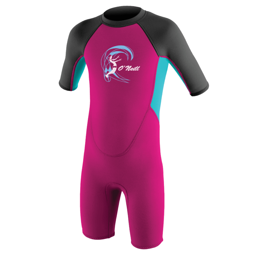 O'neill Toddler Reactor II 2MM Back Zip S/S Spring Wetsuit - Berry/LtAqua/Graph