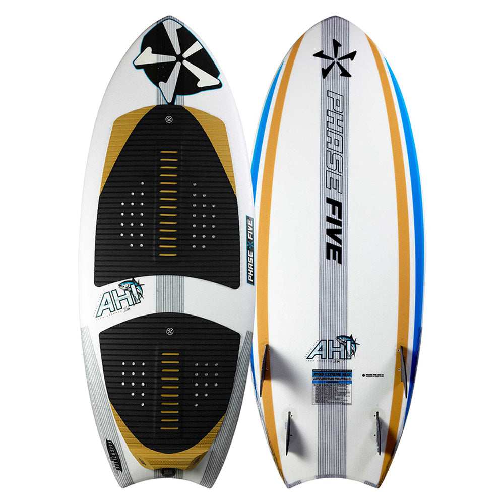 Phase 5 2025 Ahi Wakesurf Board, front and back of the board pictured together