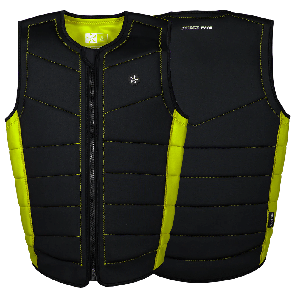 Phase 5 Mens Pro Comp Vest - Key Lime Front and Back of wake vest pictured together