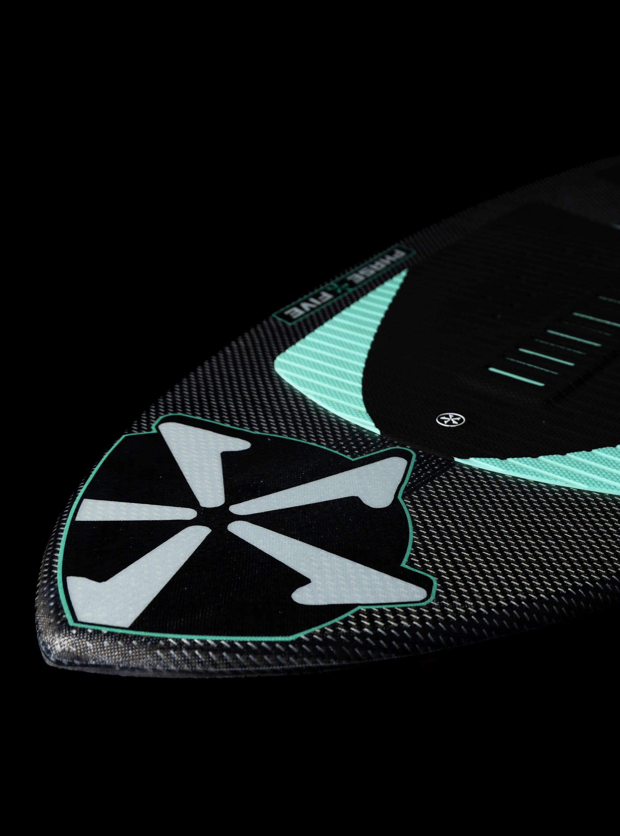 Nose of the Phase 5 2025 Matrix Wakesurf Board showing off the Phase 5 logo