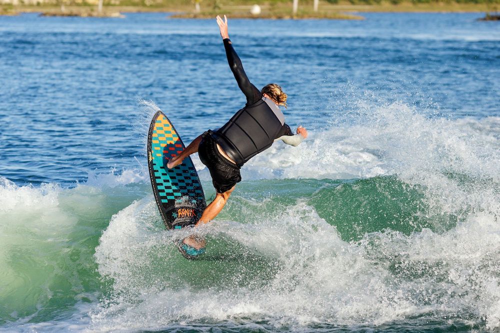 Ronix 2025 Beaux Skimmer Wakesurf Board - Beau Wildman Action Shot2