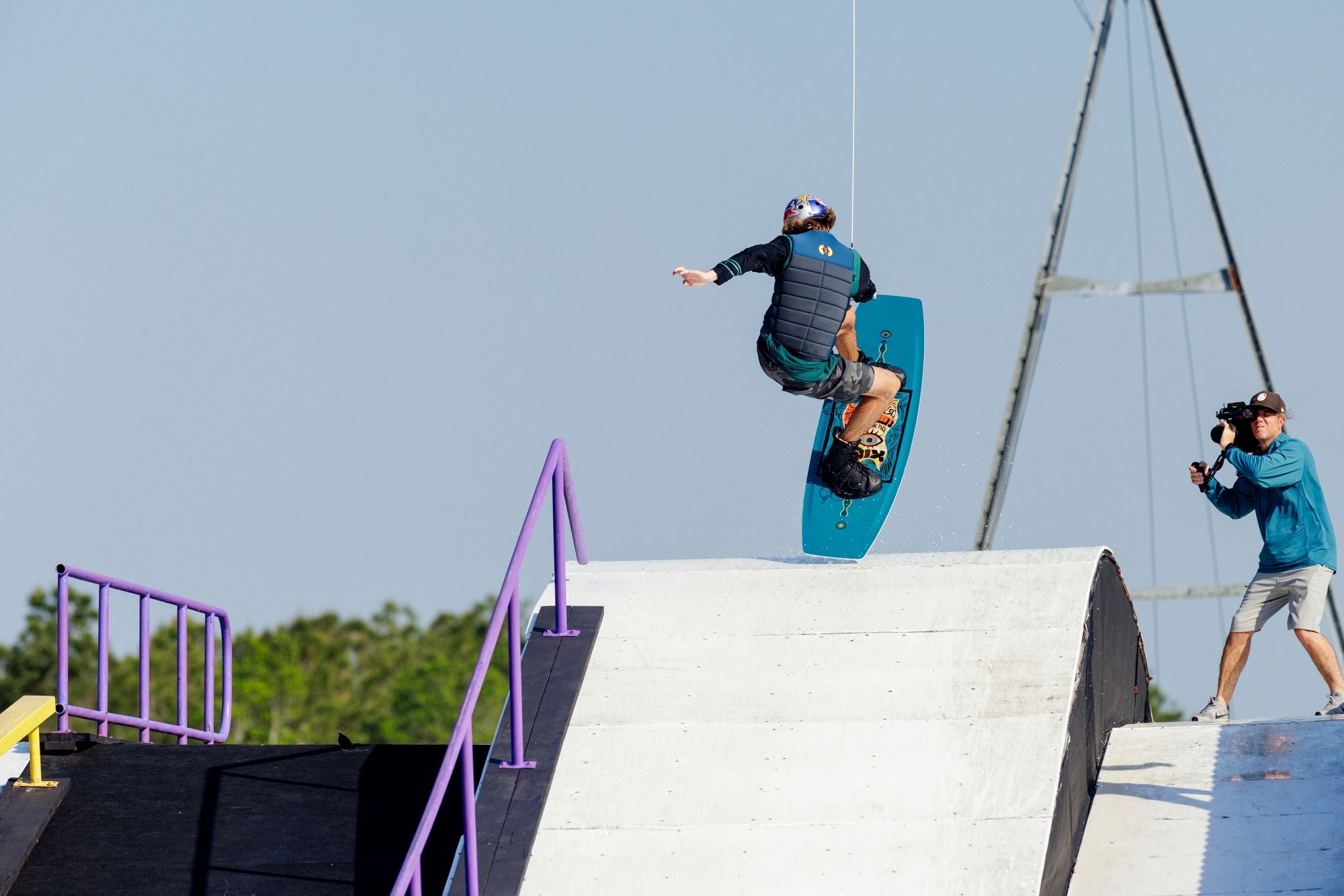 Ronix 2025 Purple Haze CE Approved Impact Vest - Action Shot of Massi Piffaretti