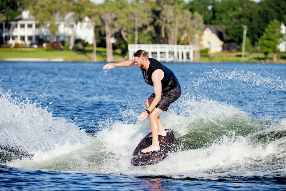 Ronix 2025 Wake King XL Skimmer Wakesurf Board - Action Shot