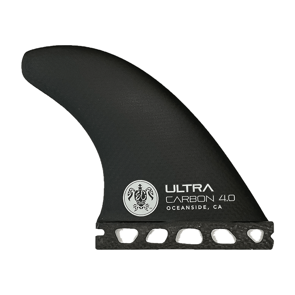 A black Soulcraft KF Pro Surf Wakesurf Board fin with the word ultra on it, designed for optimal performance and efficiency.