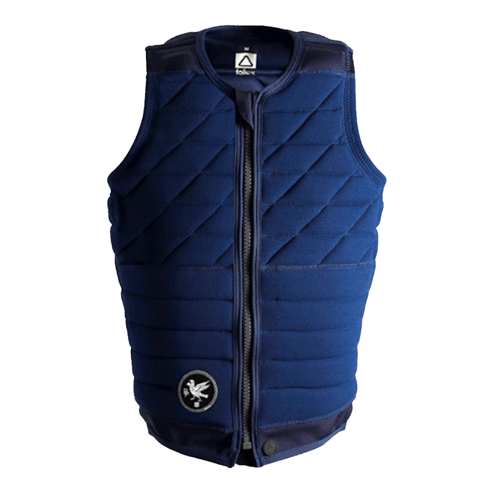 A comfortable and durable Follow 2022 BP Pro Men's Jacket - Navy vest with the Follow Wake logo on it, providing impact protection.