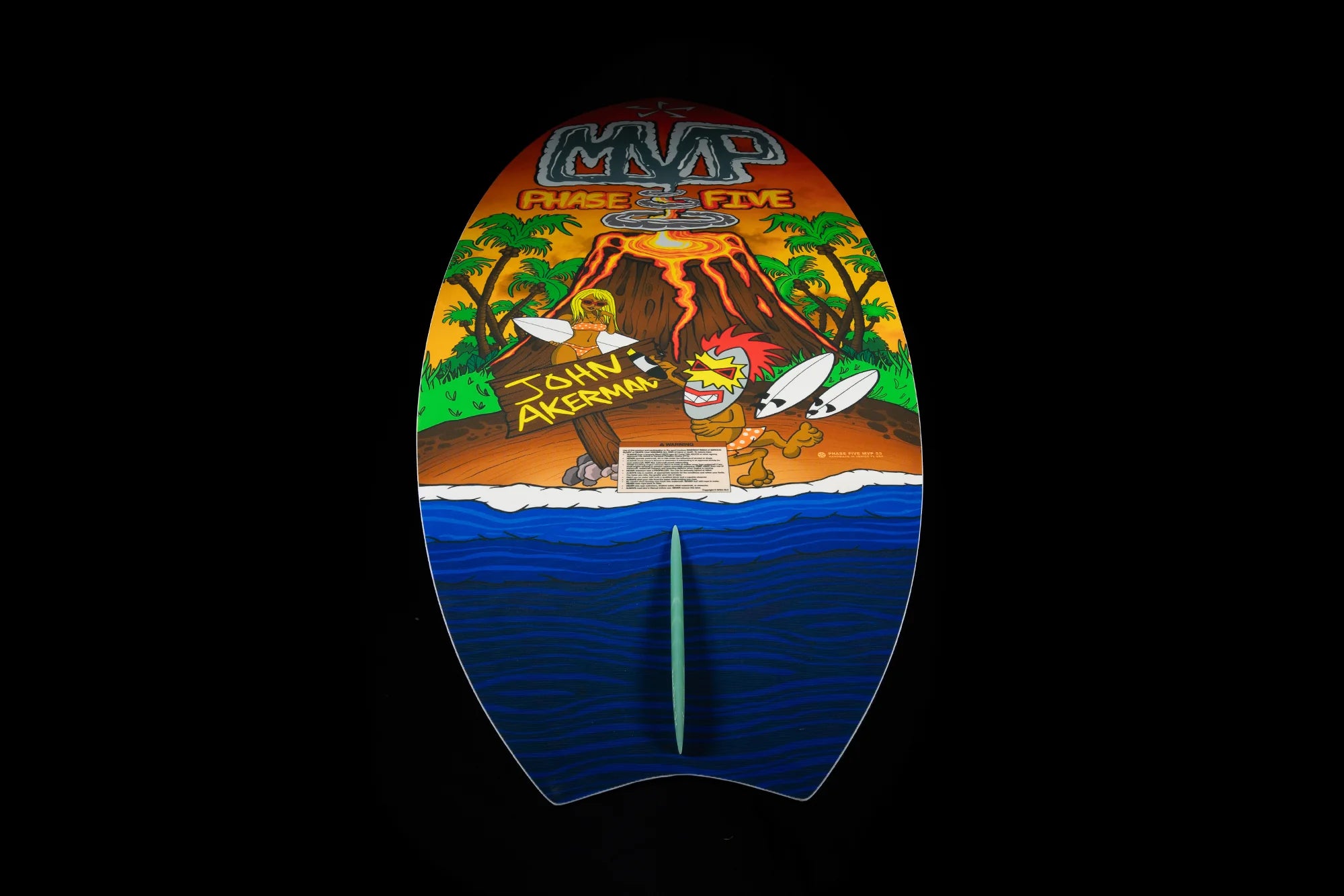 The Phase 5 2024 MVP LTD Wakesurf Board is a sleek surfboard perfect for skim style riding. Its vibrant design features a majestic tropical island, bringing a slice of paradise to your surfing adventures.