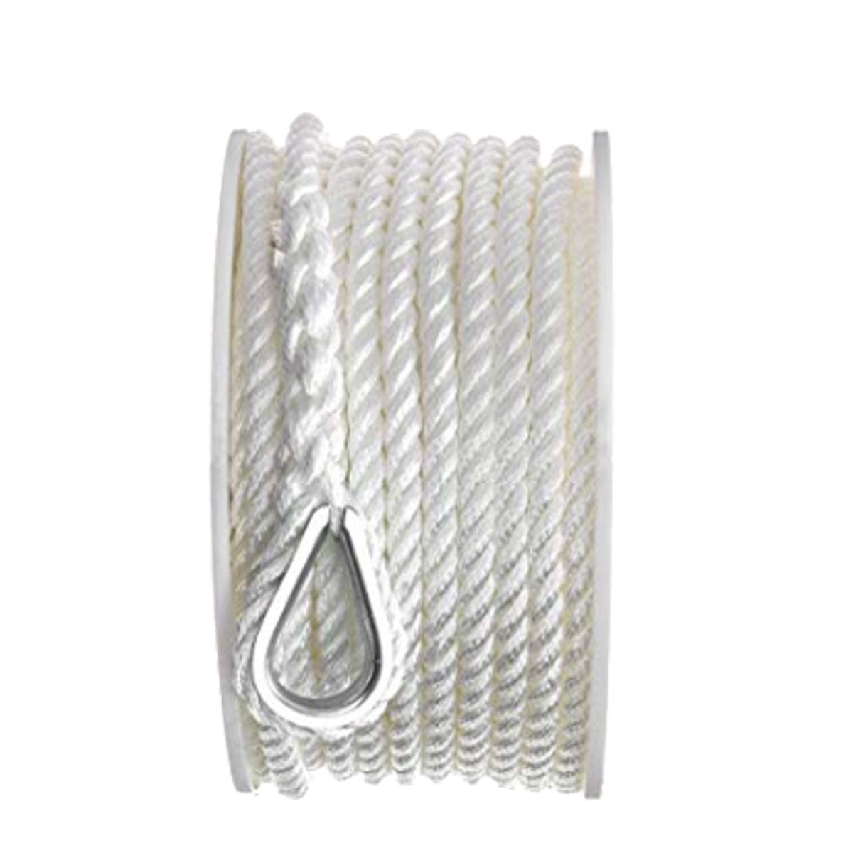 MarineNow Twisted 3 Strand Nylon Anchor Rope Line Rode with 316 Stainless  Steel Thimble Choose Size and Length (3/8, 100 feet) : :  Industrial & Scientific