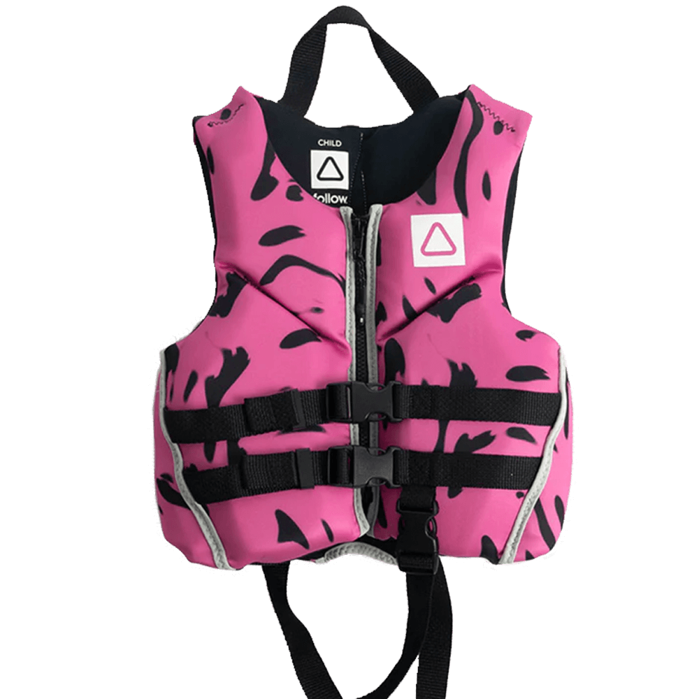 A Follow Wake Pop Youth CGA Jacket - Pink with maximum adjustment and safe in CGA Vests.