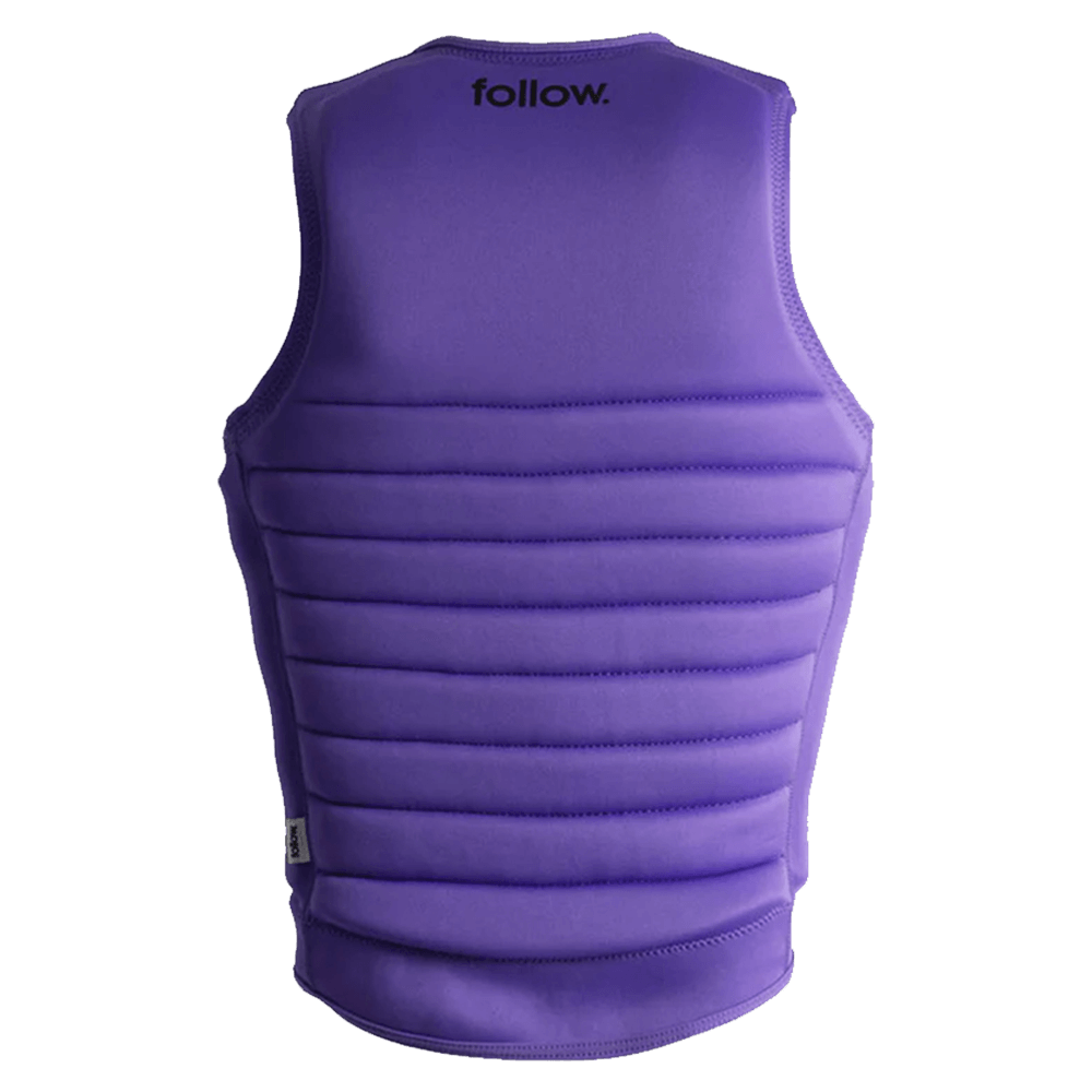 A purple Follow Primary Men's Jacket - Grape vest with the word Follow Wake on it.