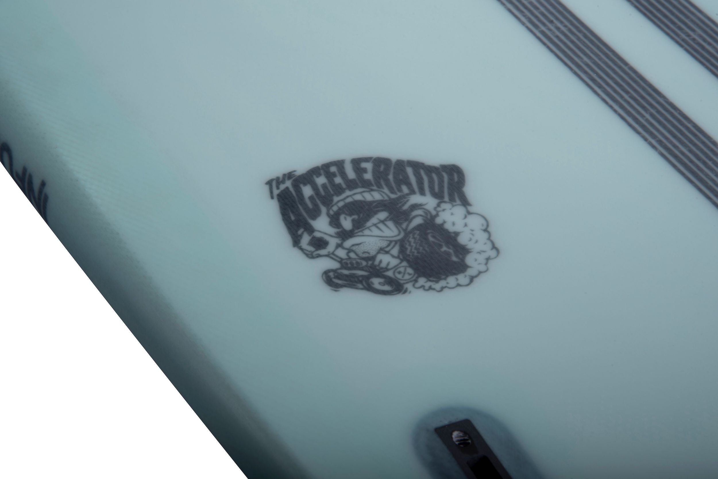 The back of a Hyperlite 2024 Varial Accelerator Wakesurf Board with a Varial Surf Technology logo on it.