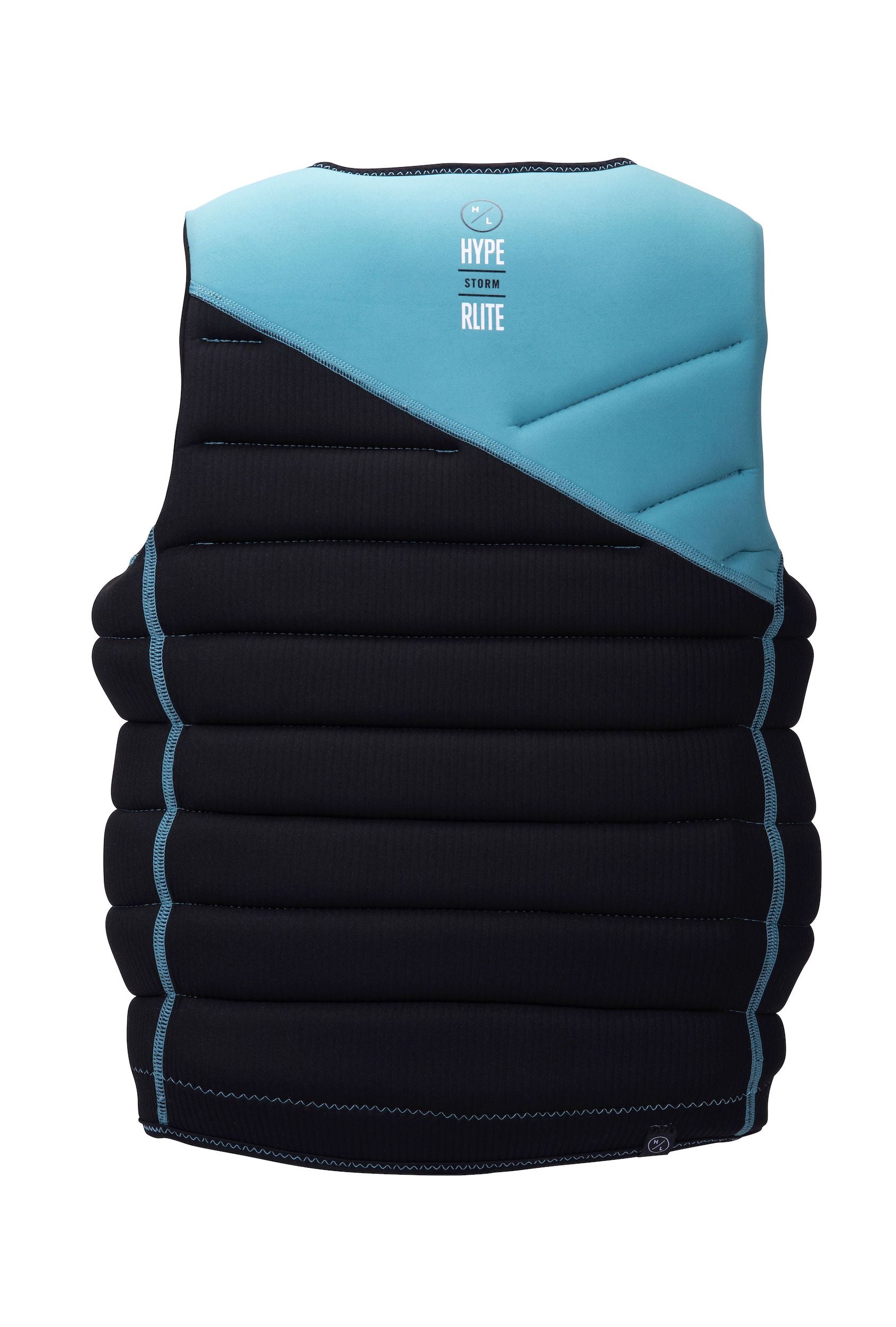 A Hyperlite 2024 NCGA Storm Vest with a blue and black stripe, featuring a lightweight construction.