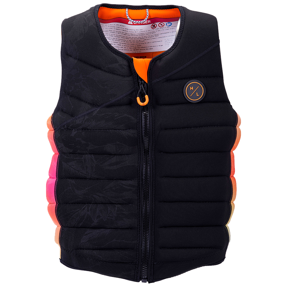 A Hyperlite 2024 NCGA Women's Cadence Vest with a slim look and an orange zipper.