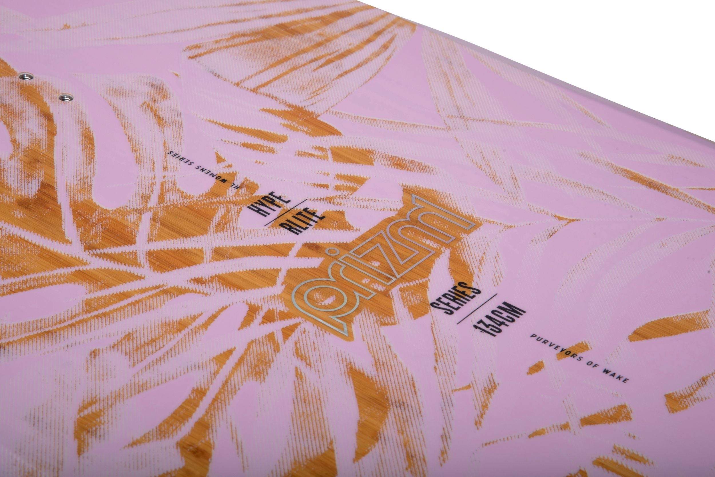 A Hyperlite 2023 Prizm Wakeboard inspired by Shaun Murray with palm leaves on it for ladies.