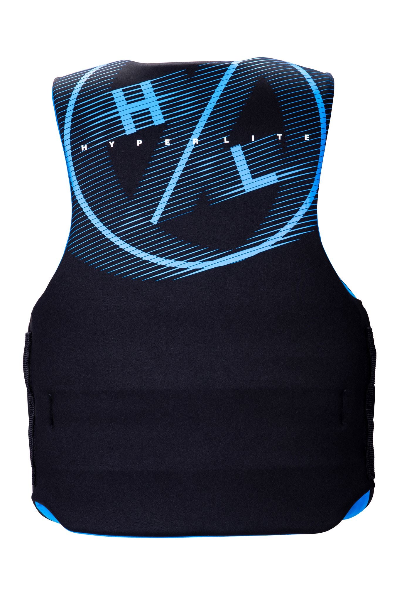 A Hyperlite Men's Indy CGA Vest - Black/Blue that prioritizes safety as essential water safety equipment.