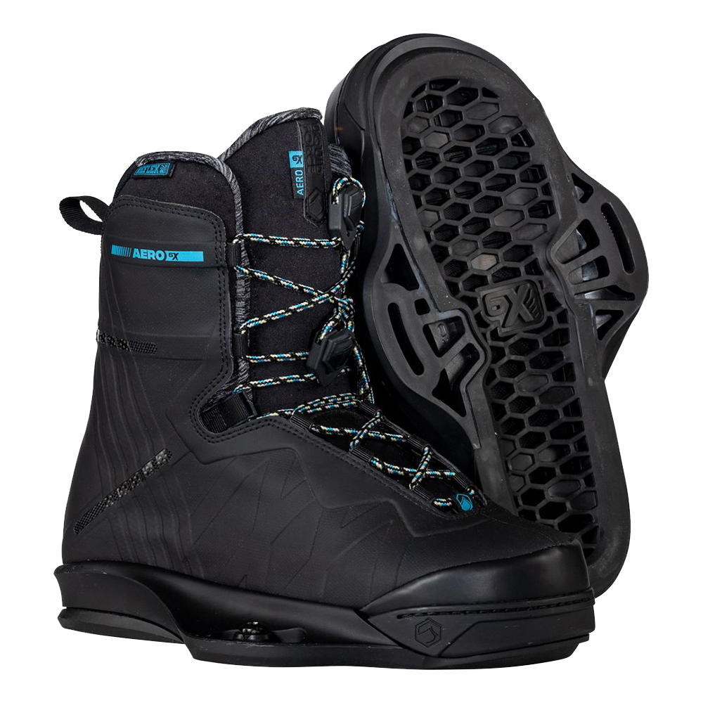 These Liquid Force 2024 Aero 6X Boots - Black, designed by Harley Clifford, combine the optimal blend of flexibility and support. The black and blue color scheme adds a stylish touch to this functional gear. Lightweight bindings ensure enhanced.