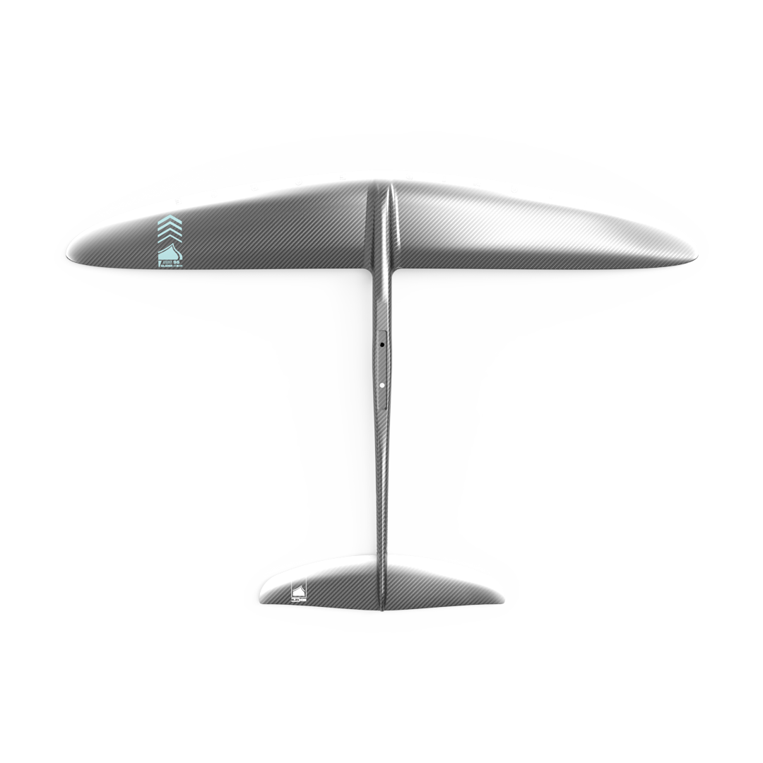 A Liquid Force 2024 Carbon Horizon Surf 155 Foil Set airplane on a white background.