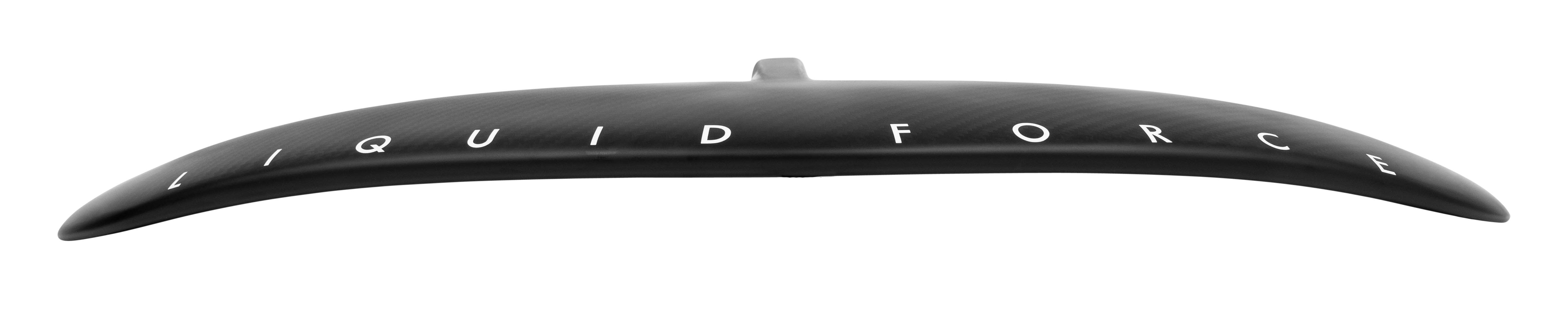 A black Liquid Force hat with the word Liquid Force 2024 Flite 120 Front Wing on it, emphasizing construction and stability.