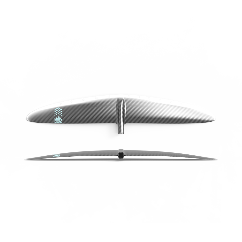 A Liquid Force 2024 Glider H.A. 95 model airplane made of carbon fibre, resting elegantly on a clean white surface.