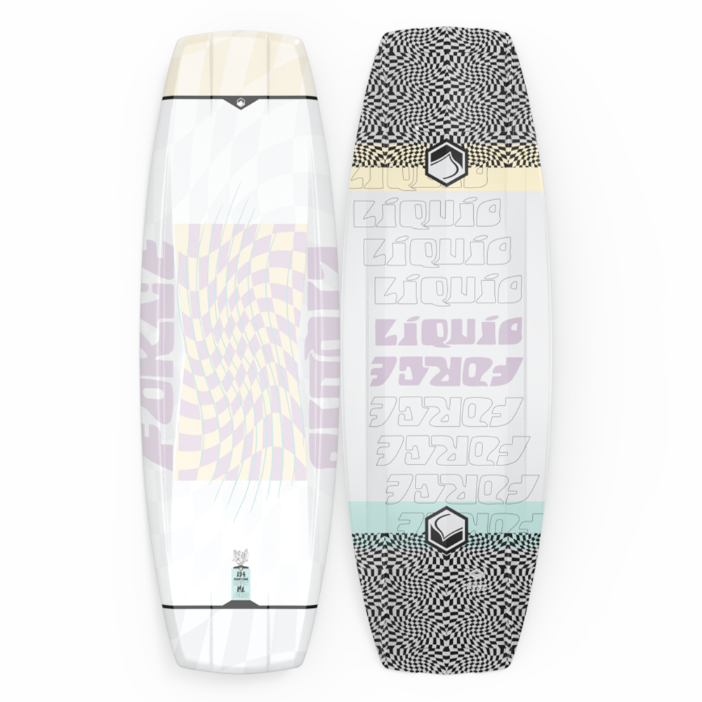 A user-friendly Liquid Force 2024 M.E. wakeboard with a colorful design, perfect for SEO product descriptions.