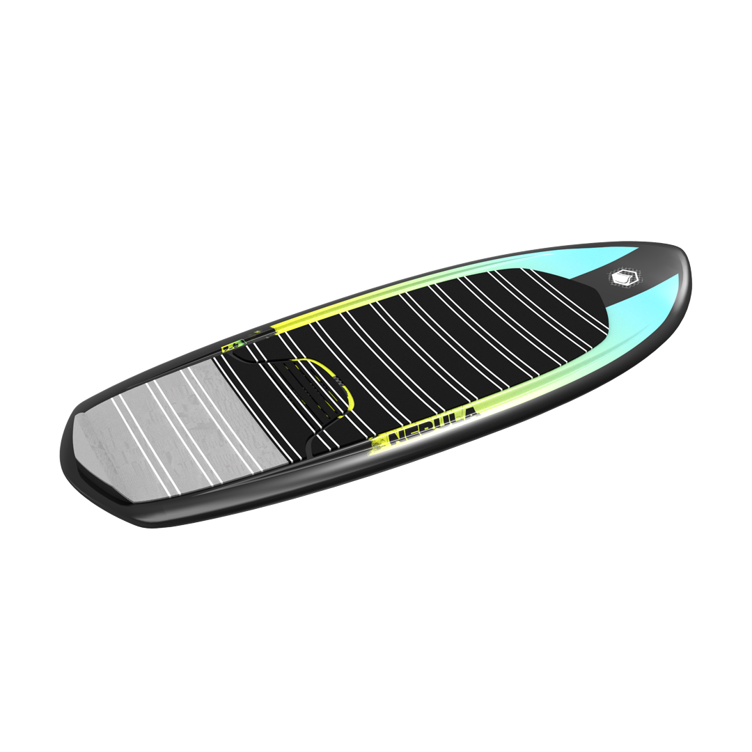 A Liquid Force 2024 Nebula Foil Board construction stand up paddle board with Chine Rails on a white background.