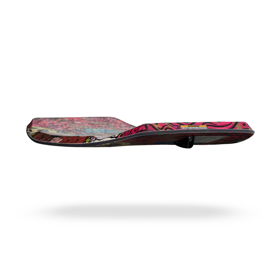 A Liquid Force 2023 Tao Wakeskate with a colorful design on it.