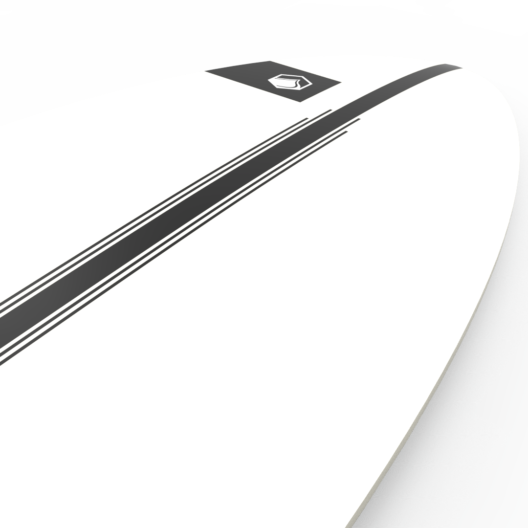 A Liquid Force 2024 Vice Wakesurf Board with a black stripe on it made of EPS foam.