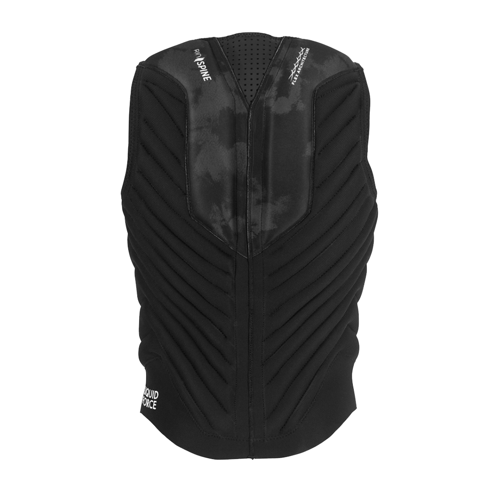 A Liquid Force 2024 Ghost Comp Vest with a camouflage pattern.