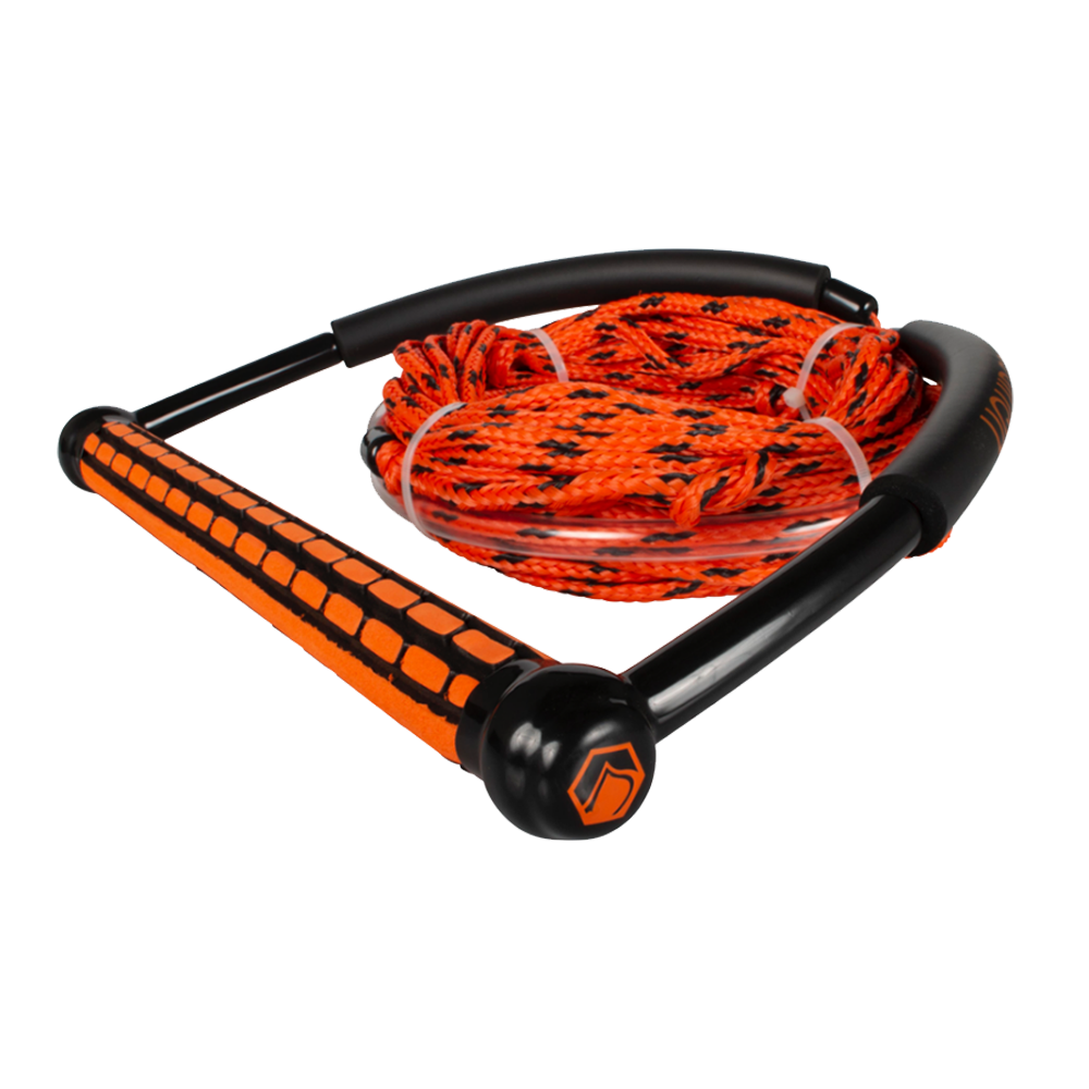 A Liquid Force TR9 Combo - Orange rope with a machined EVA grip handle.