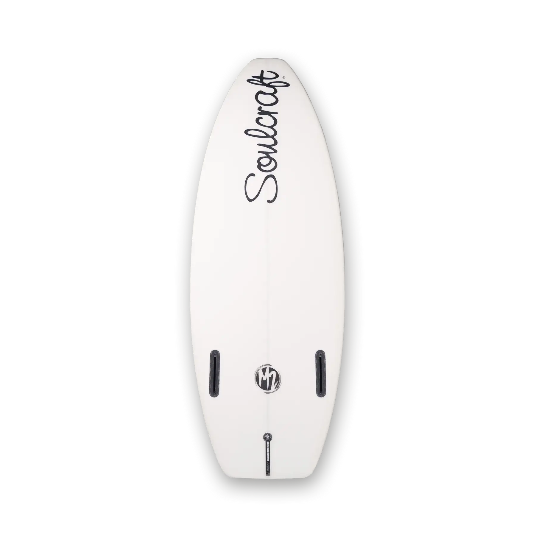 A white Soulcraft M2 Wakesurf Board carving through the waves in various surf comps.