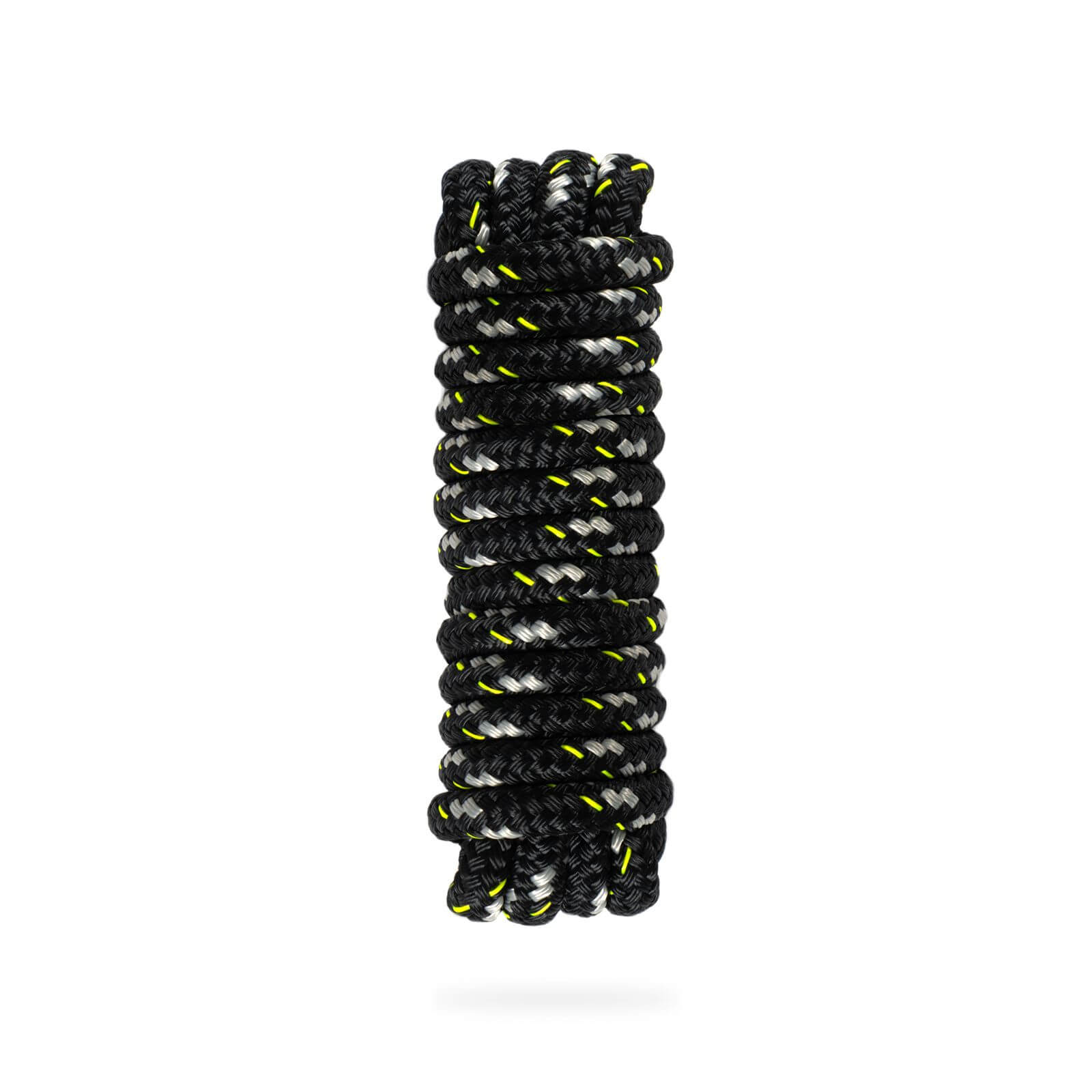 A high-strength, MISSION double braided rope in black and yellow on a white background.