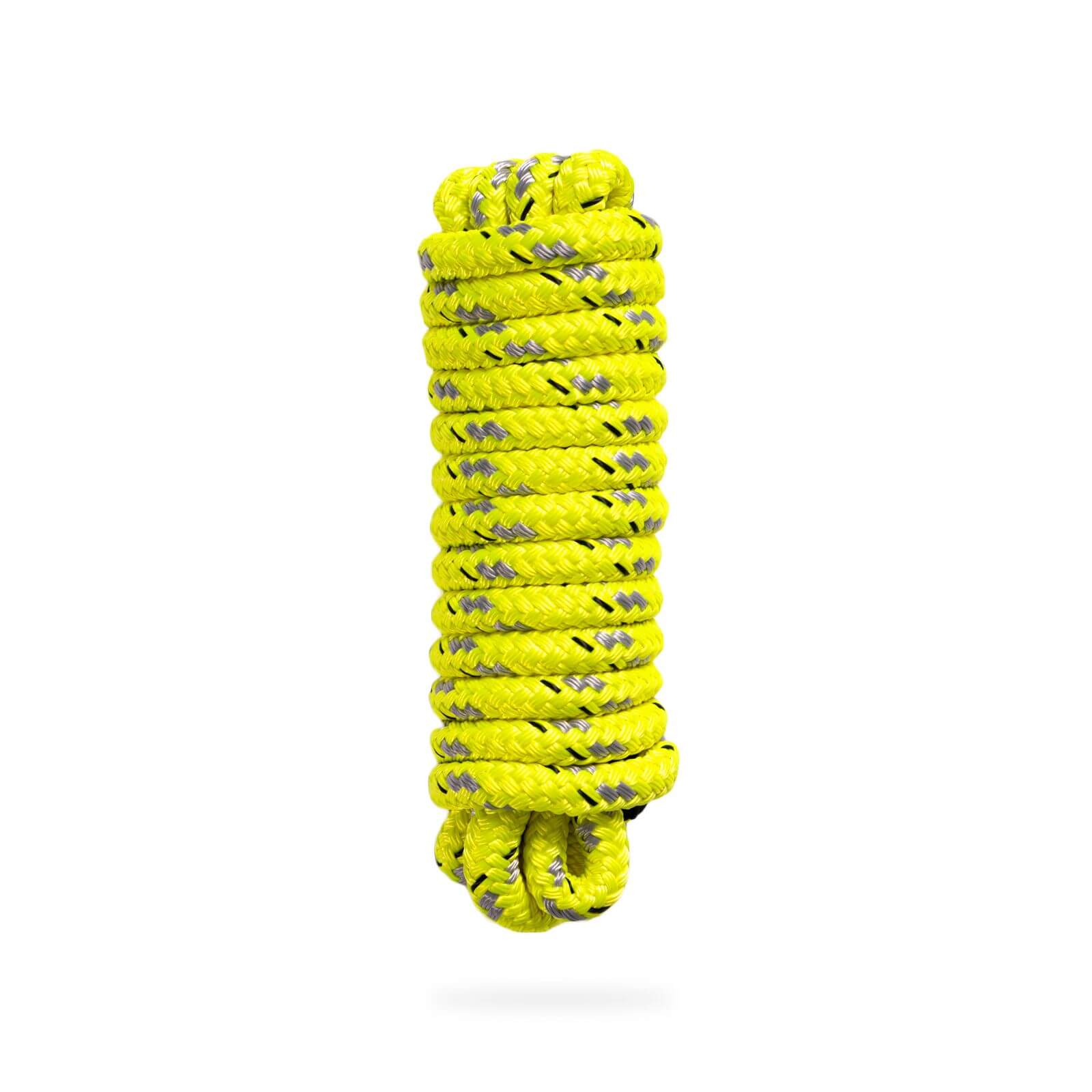 A high strength double braided yellow Mission Dock Lines on a white background.