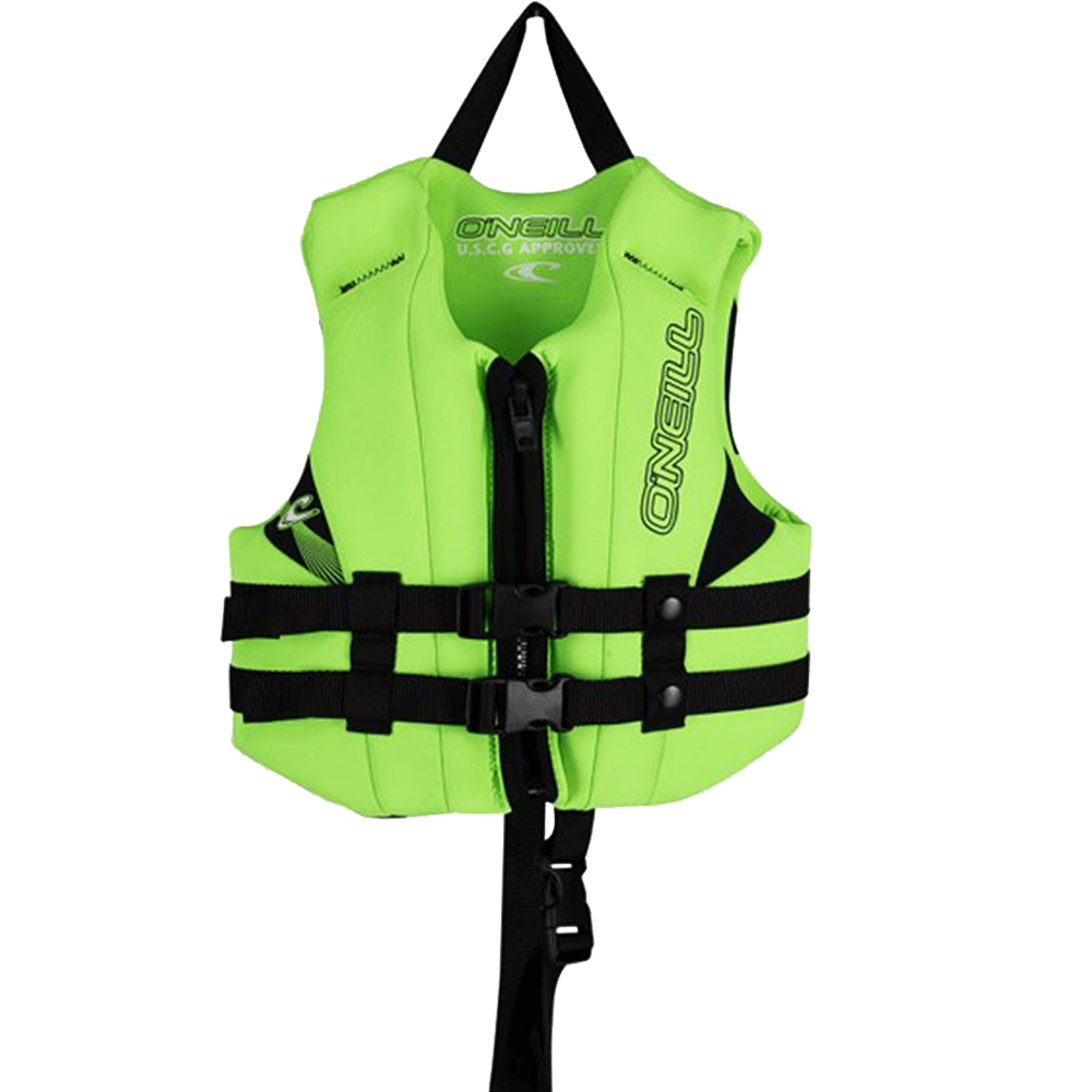 A high-quality O'Neill Child Reactor USCG Vest (30-50 LBS) designed for kids, ensuring safety with black straps.