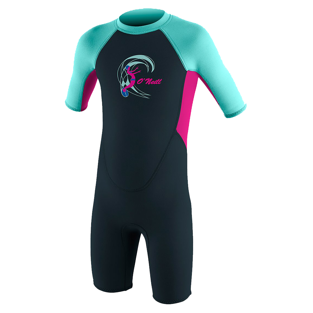 A value-driven package offering a high-performance O'Neill Toddler Reactor II 2MM Back Zip S/S Spring Wetsuit - Slate/Berry/Seaglass, featuring the latest technology of the REACTOR-2.