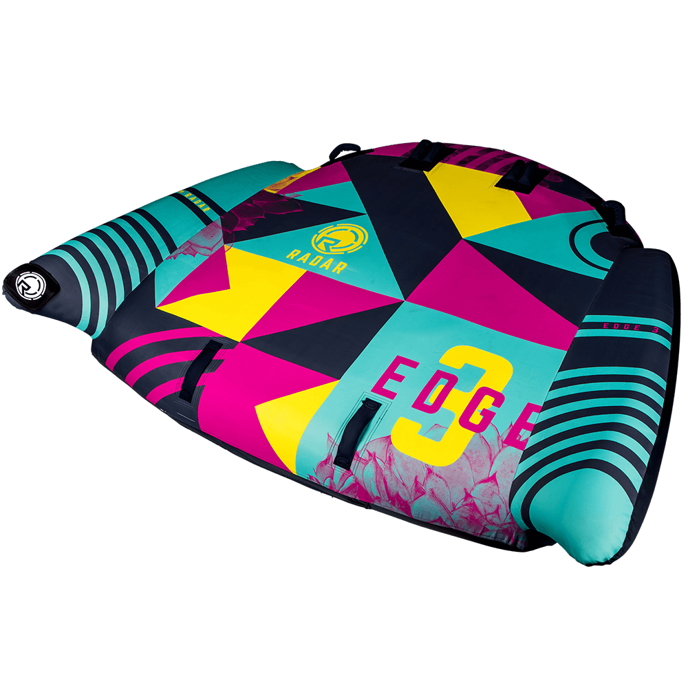 A Radar Edge 3 Person Tube with a colorful design on it, designed to be more fun and faster.
