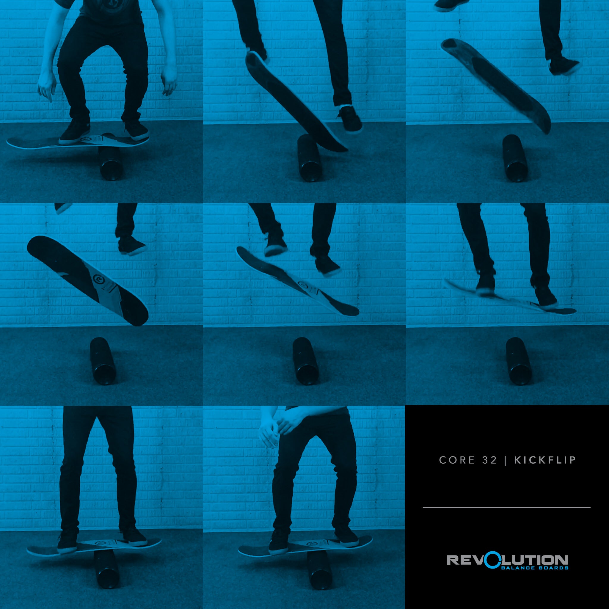 A skateboarder showcasing impressive tricks and progressing in their Revolution Core 32 Balance Board skills.