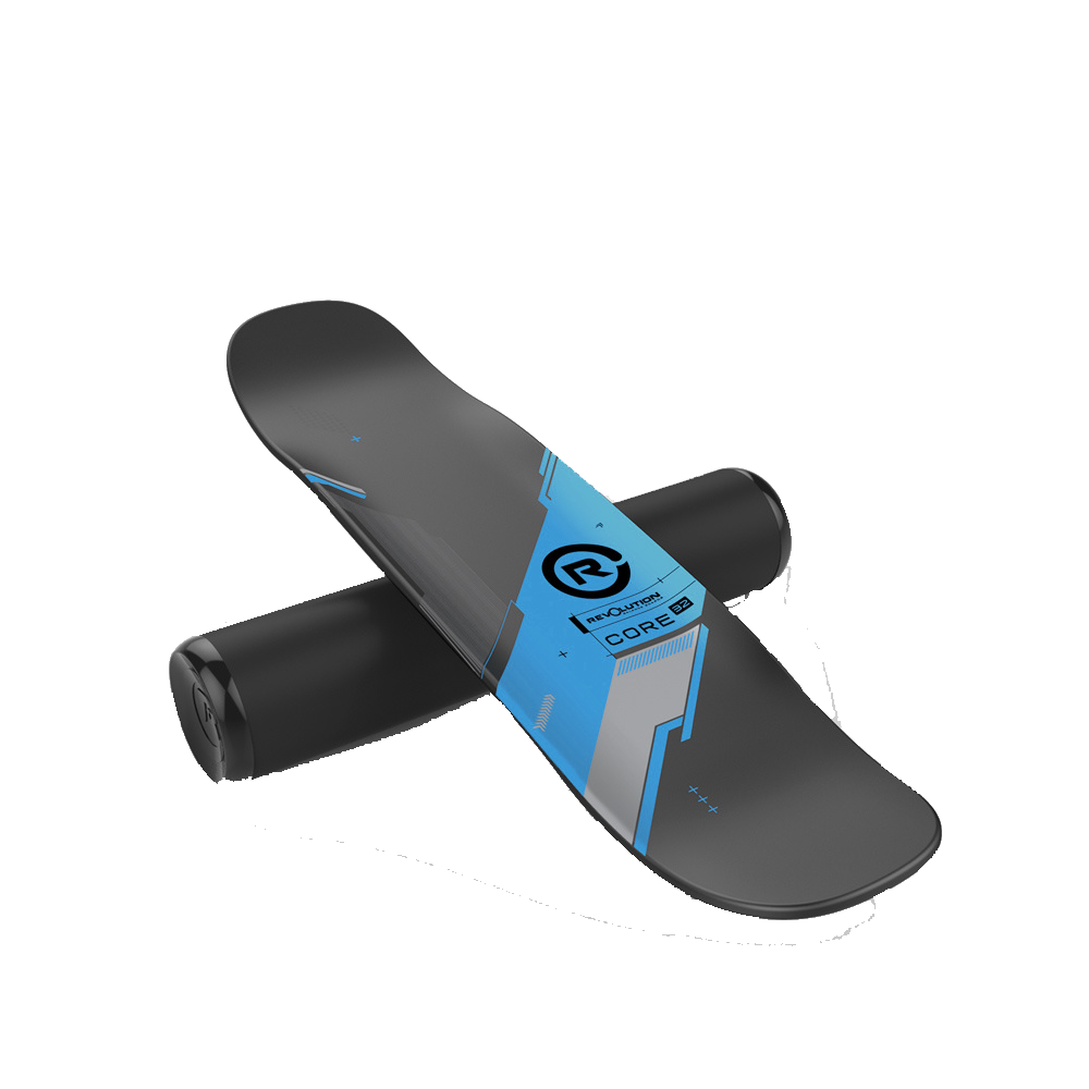 A Revolution Core 32 Balance Board with a blue and black design perfect for tricks and progression.