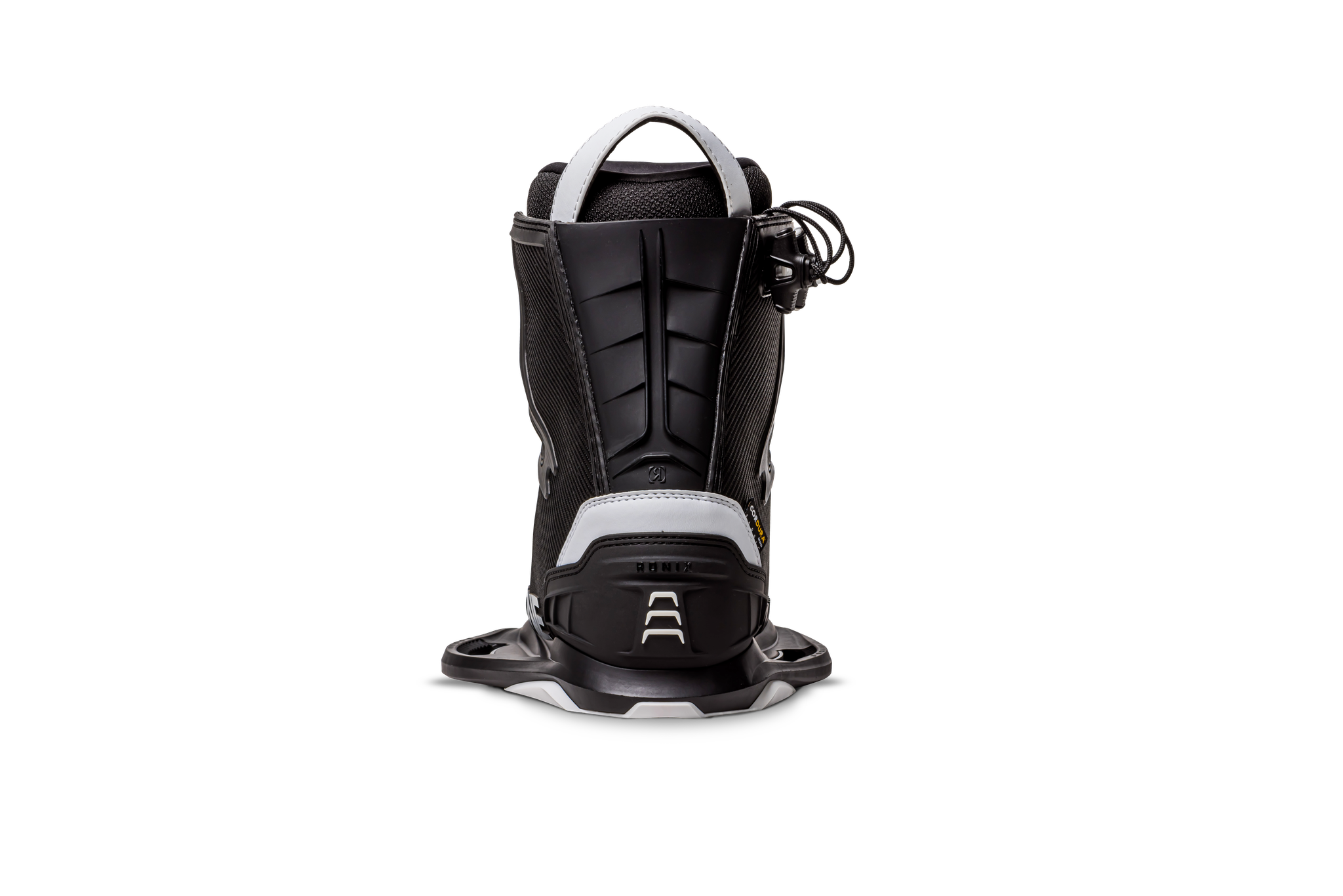 Description: A black and white Ronix 2024 One Boot on a black background.