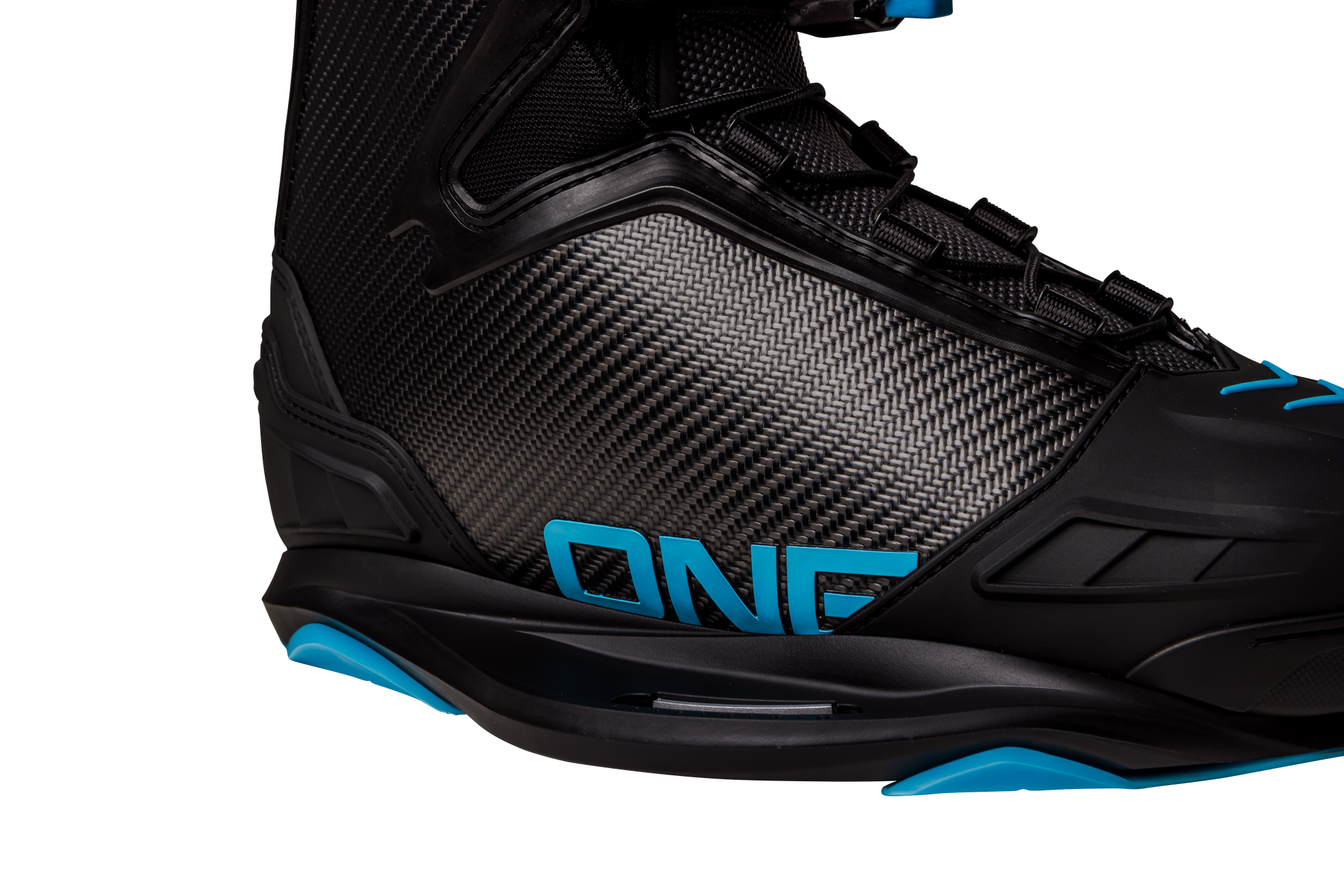 A pair of Ronix 2023 One Carbitex Boots with an Intuition+ heat moldable liner on a black background.
