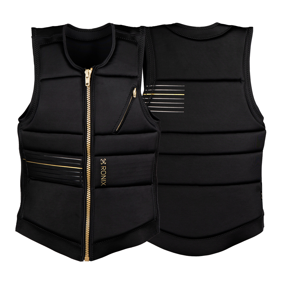 A Ronix 2024 Rise Women's CE Impact Vest with gold zippers.